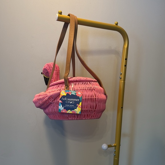 Whimsical pink flamingo bag or basket NWT RARE - Picture 4 of 17